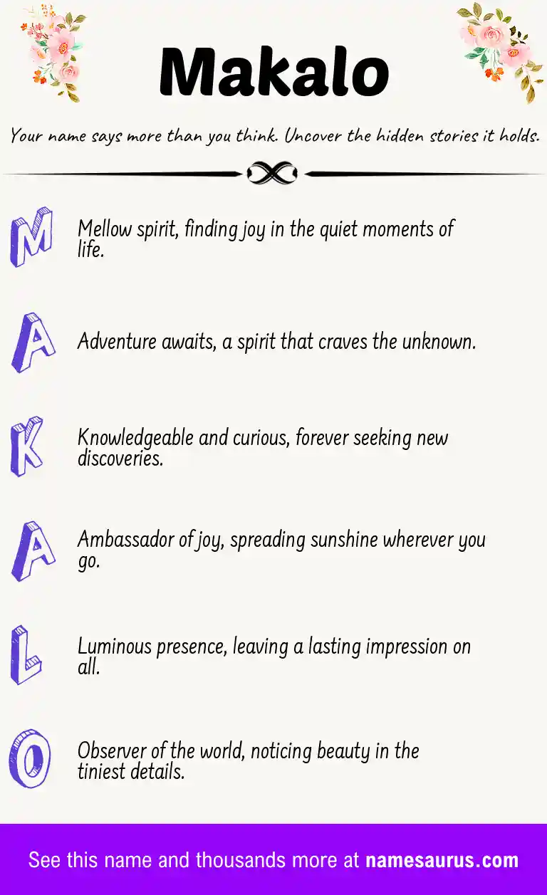 Acrostic poem about Makalo.