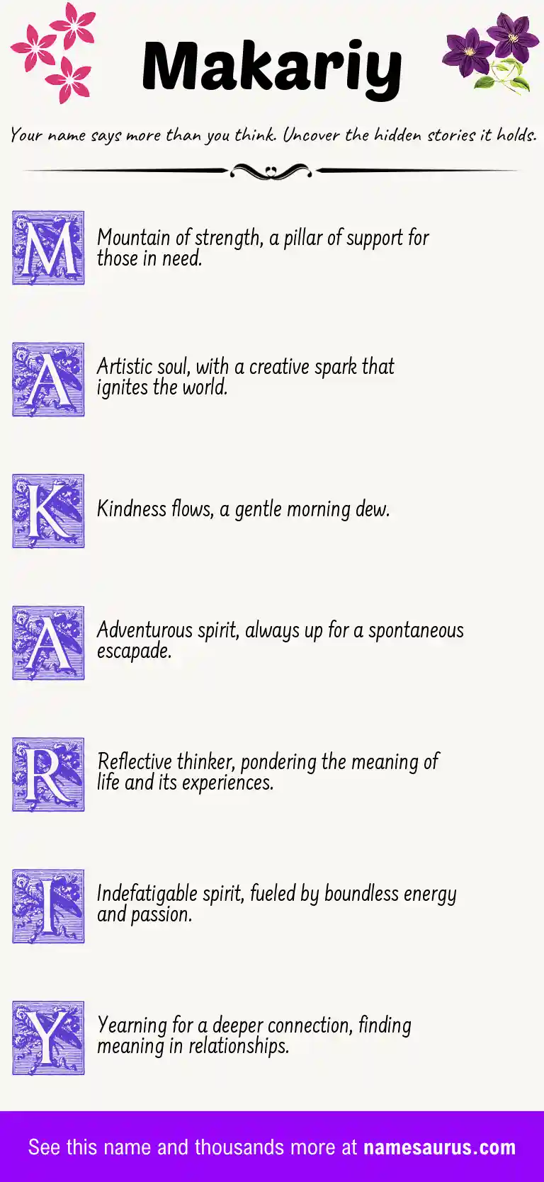 Acrostic poem about Makariy.