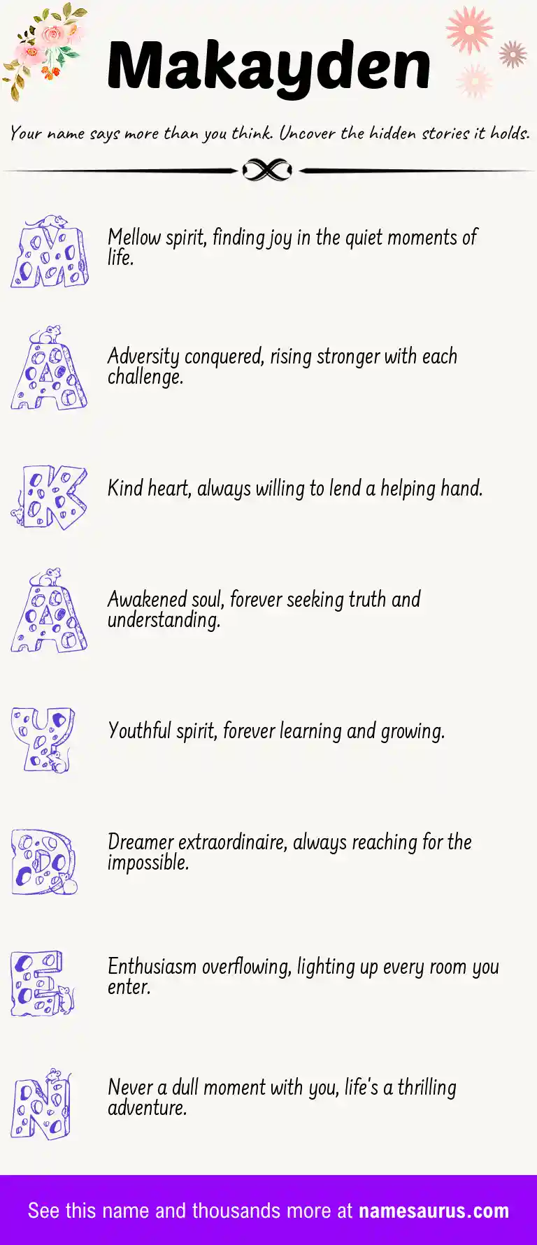 Acrostic poem about Makayden.