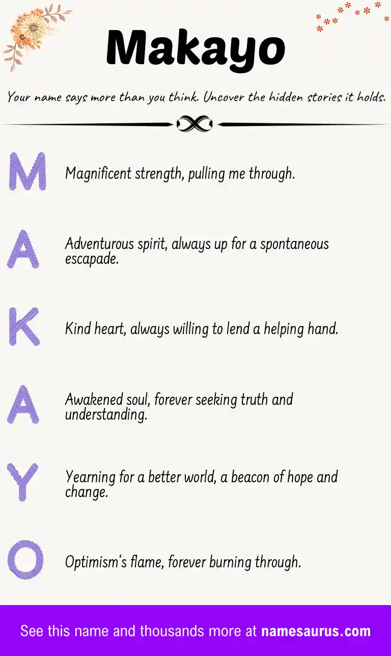 Acrostic poem about Makayo.