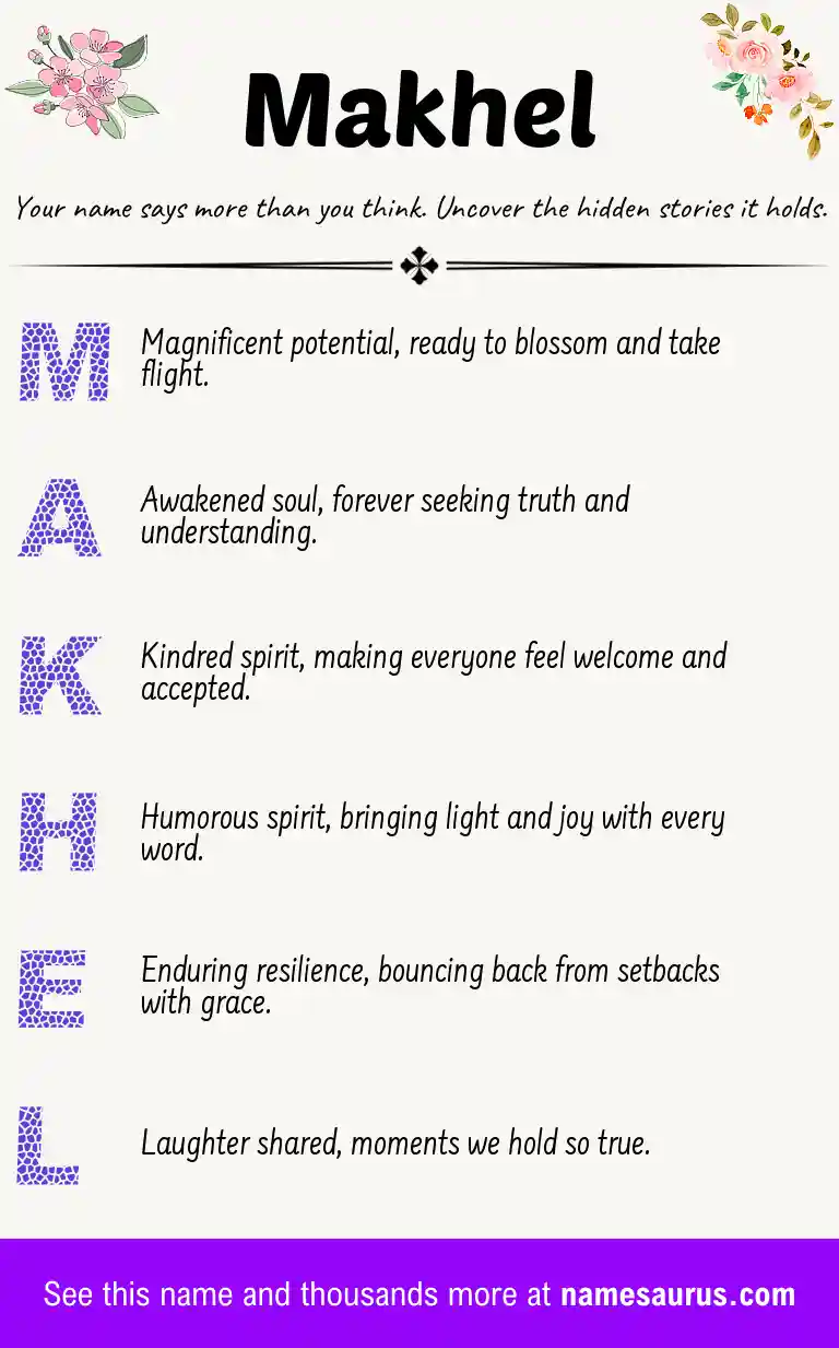 Acrostic poem about Makhel.