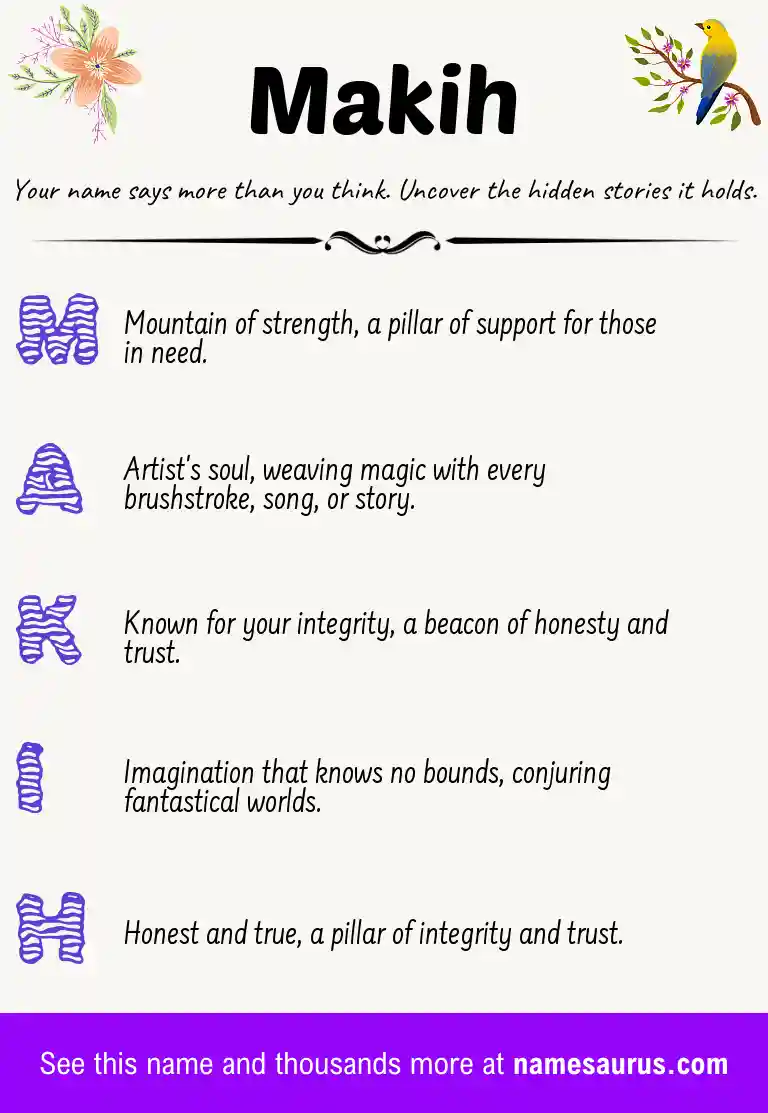 Acrostic poem about Makih.
