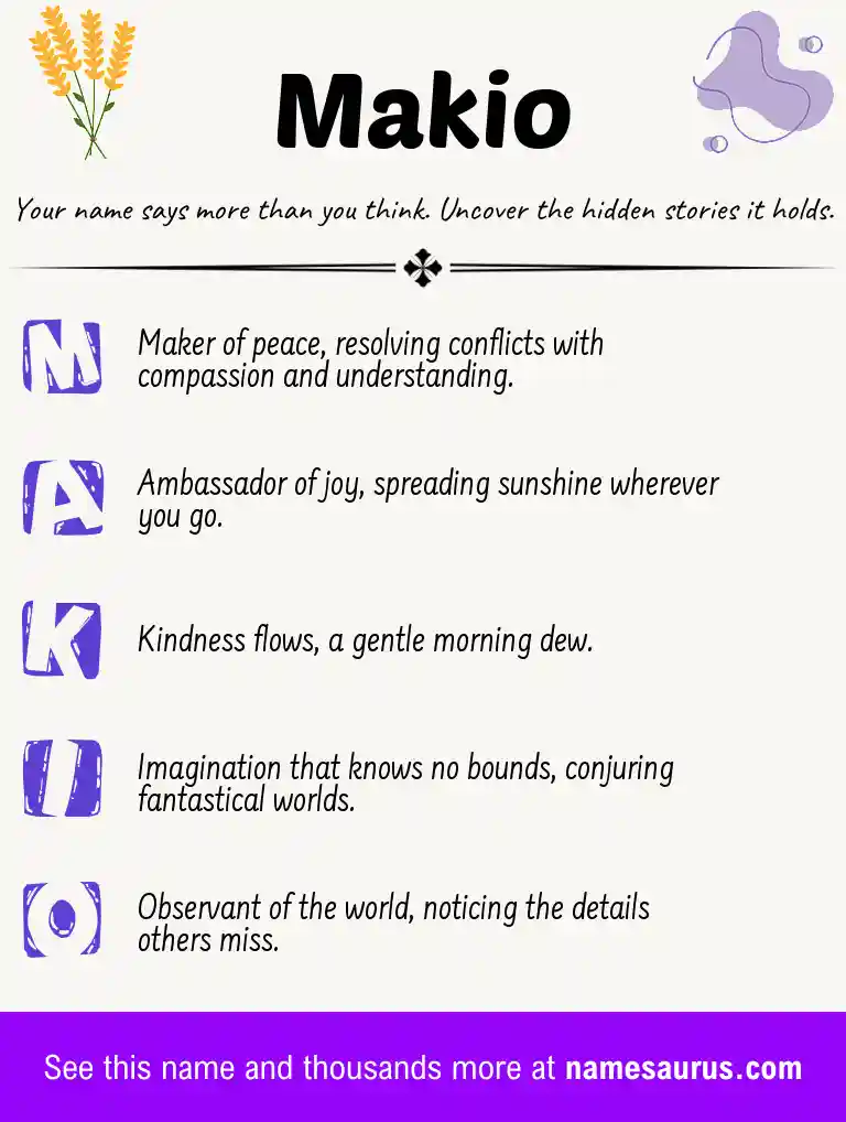 Acrostic poem about Makio.