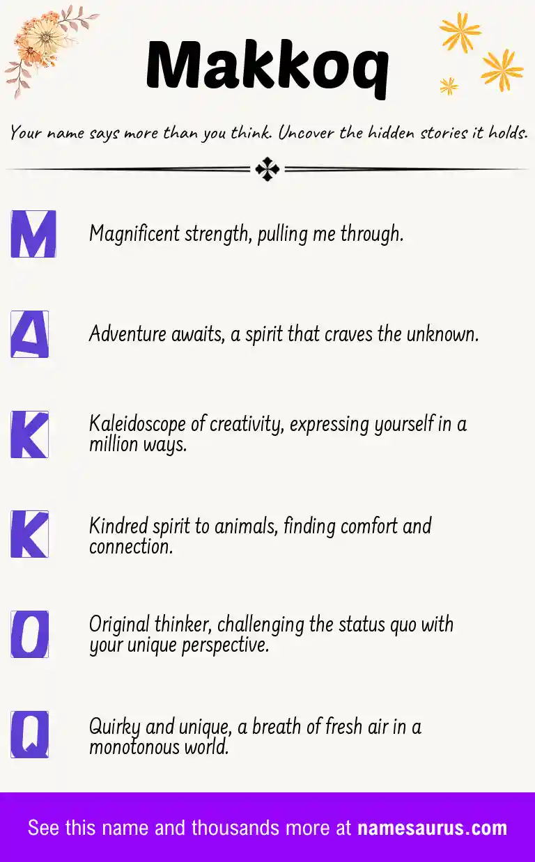 Acrostic poem about Makkoq.