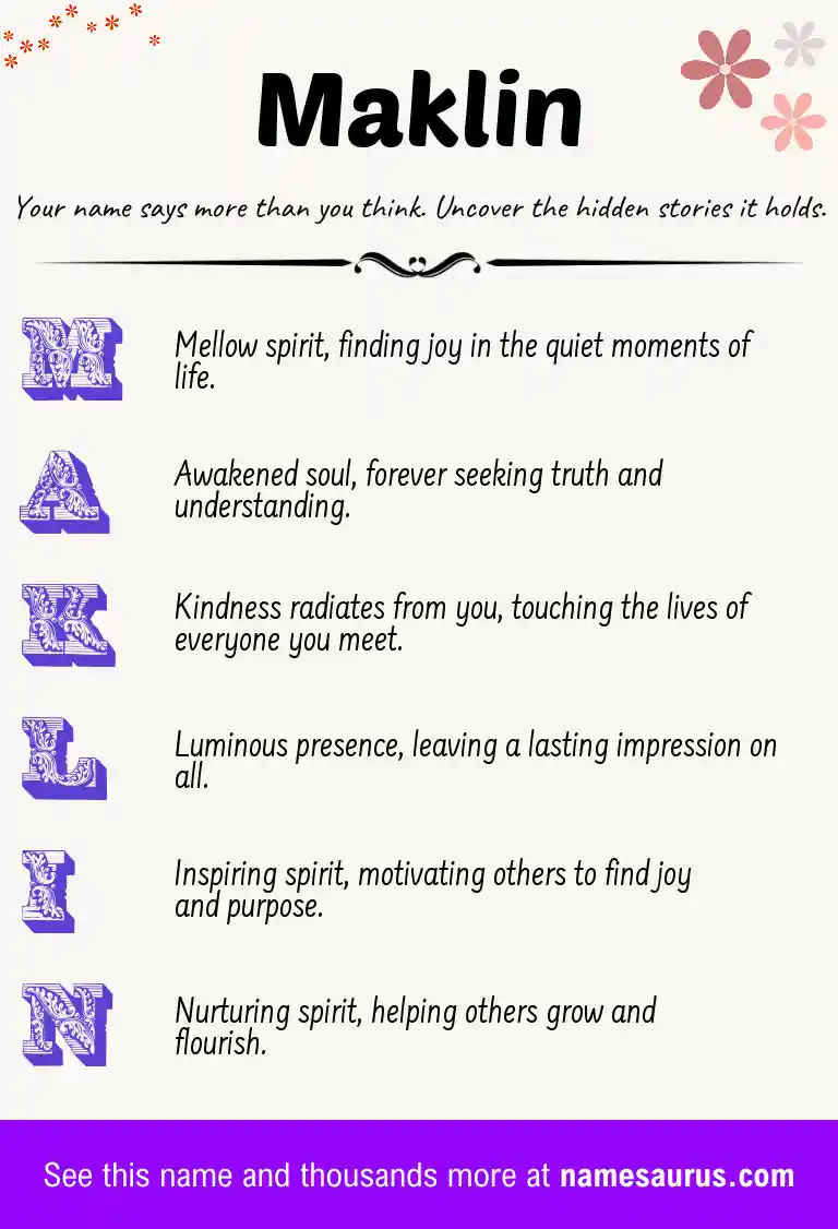 Acrostic poem about Maklin.