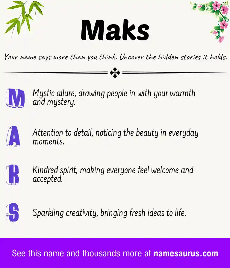 Acrostic poem about Maks.