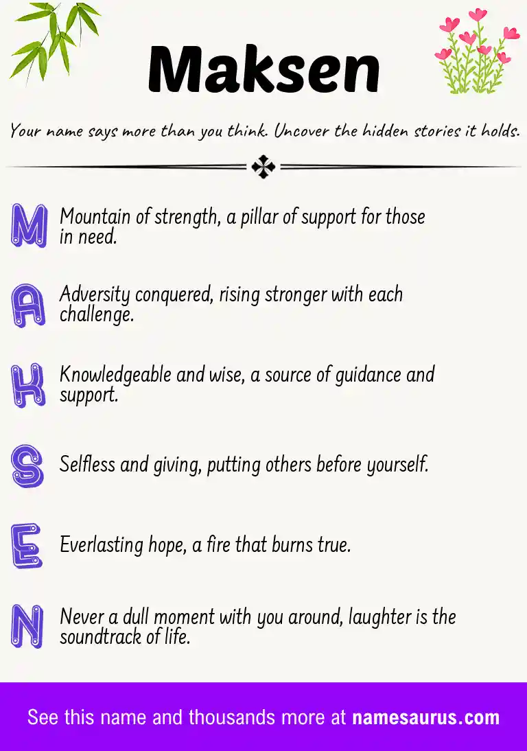 Acrostic poem about Maksen.