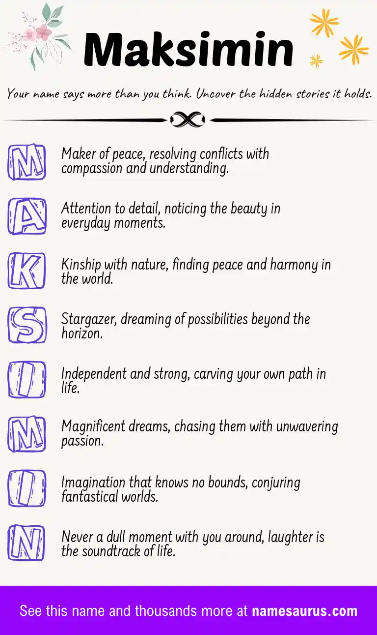 Acrostic poem about Maksimin.