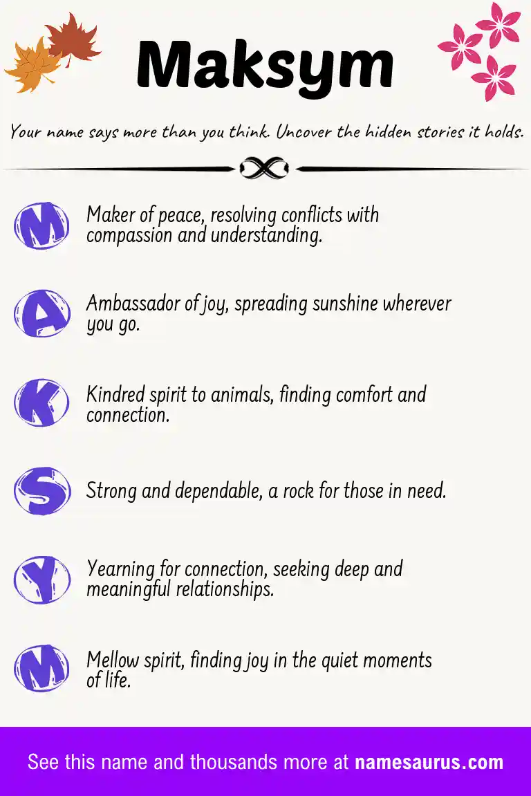 Acrostic poem about Maksym.