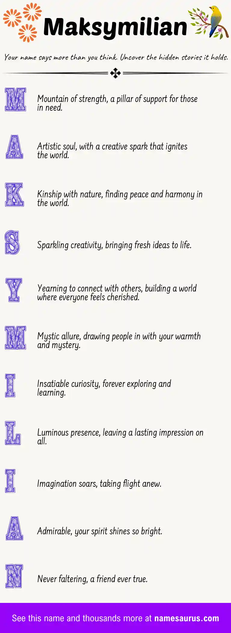 Acrostic poem about Maksymilian.