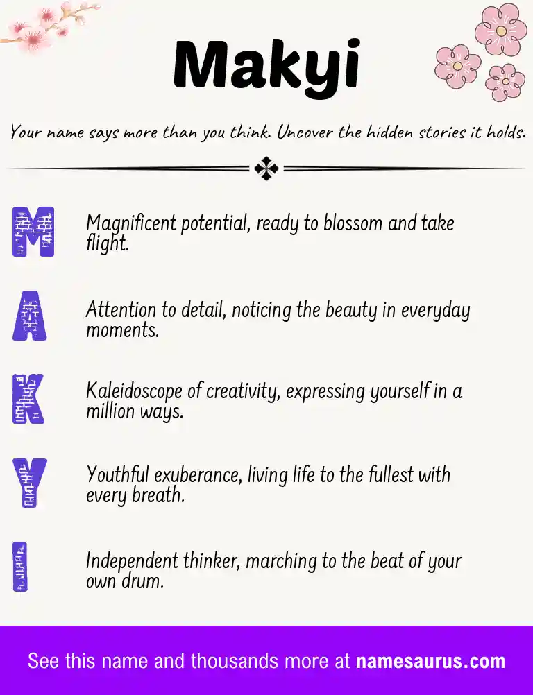 Acrostic poem about Makyi.