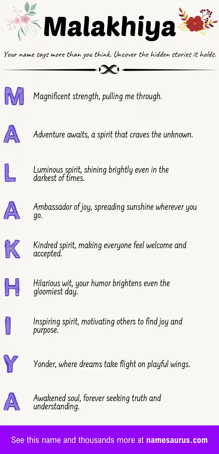 Acrostic poem about Malakhiya.