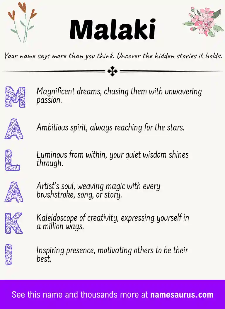 Acrostic poem about Malaki.