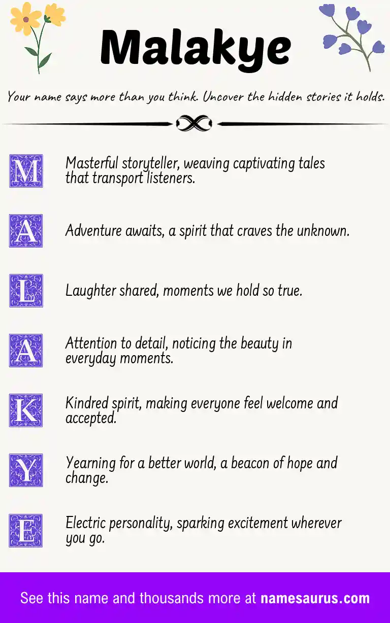 Acrostic poem about Malakye.