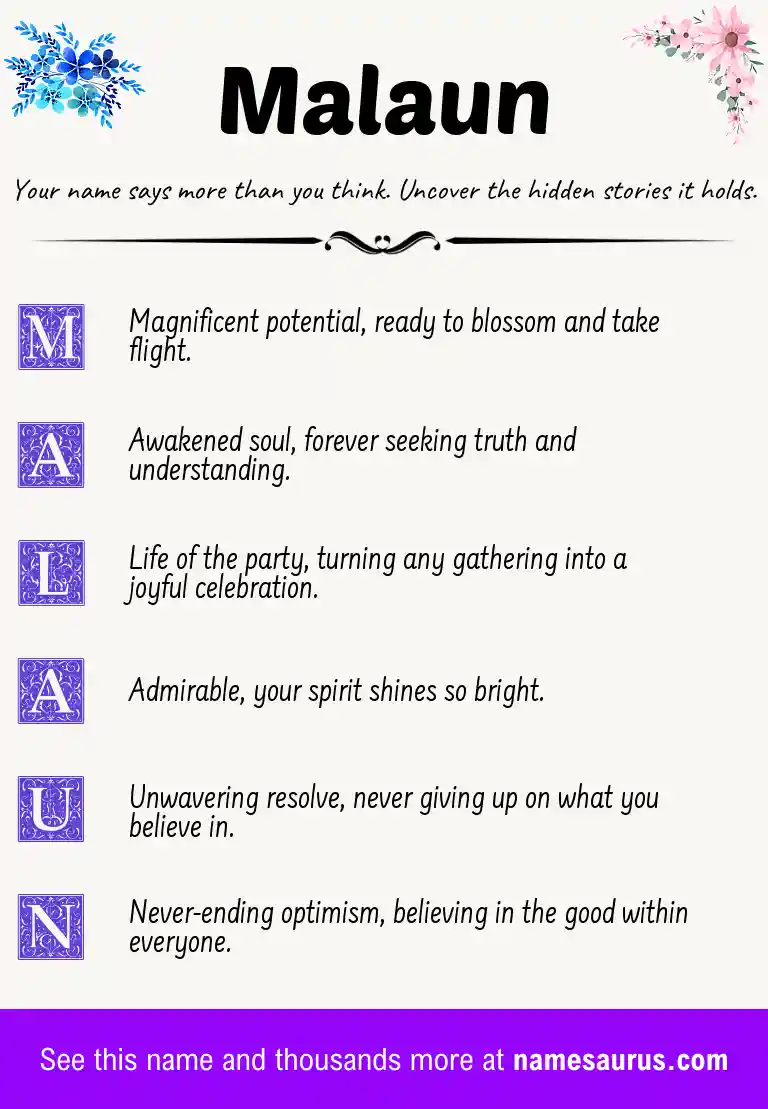 Acrostic poem about Malaun.