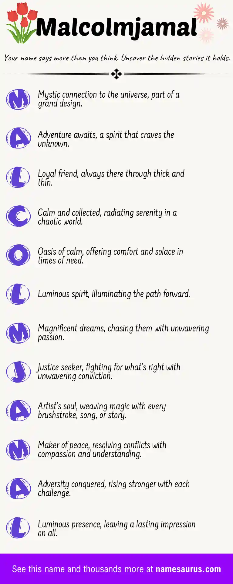 Acrostic poem about Malcolmjamal.