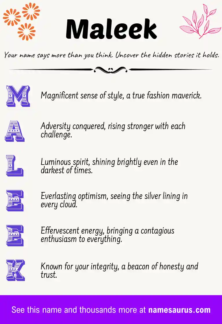 Acrostic poem about Maleek.