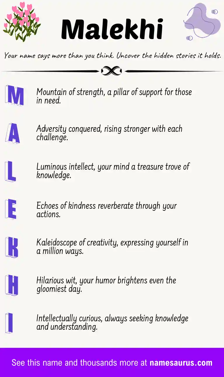 Acrostic poem about Malekhi.