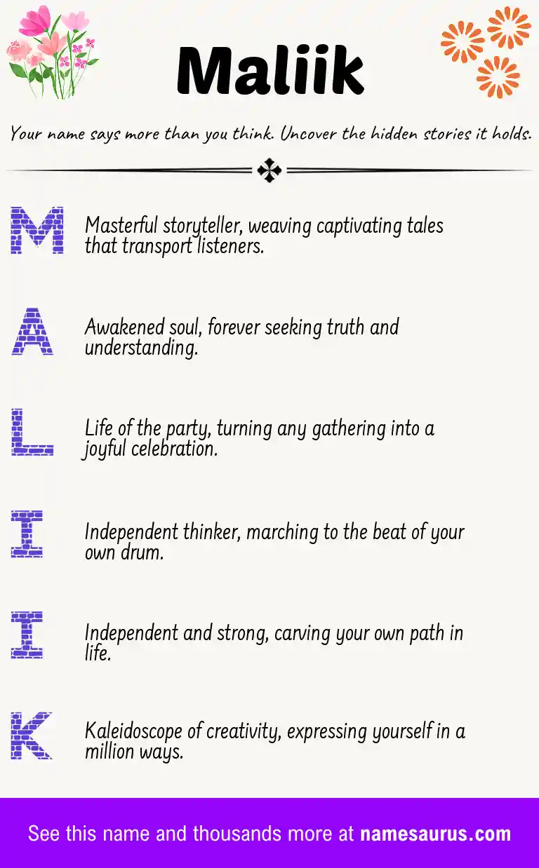 Acrostic poem about Maliik.