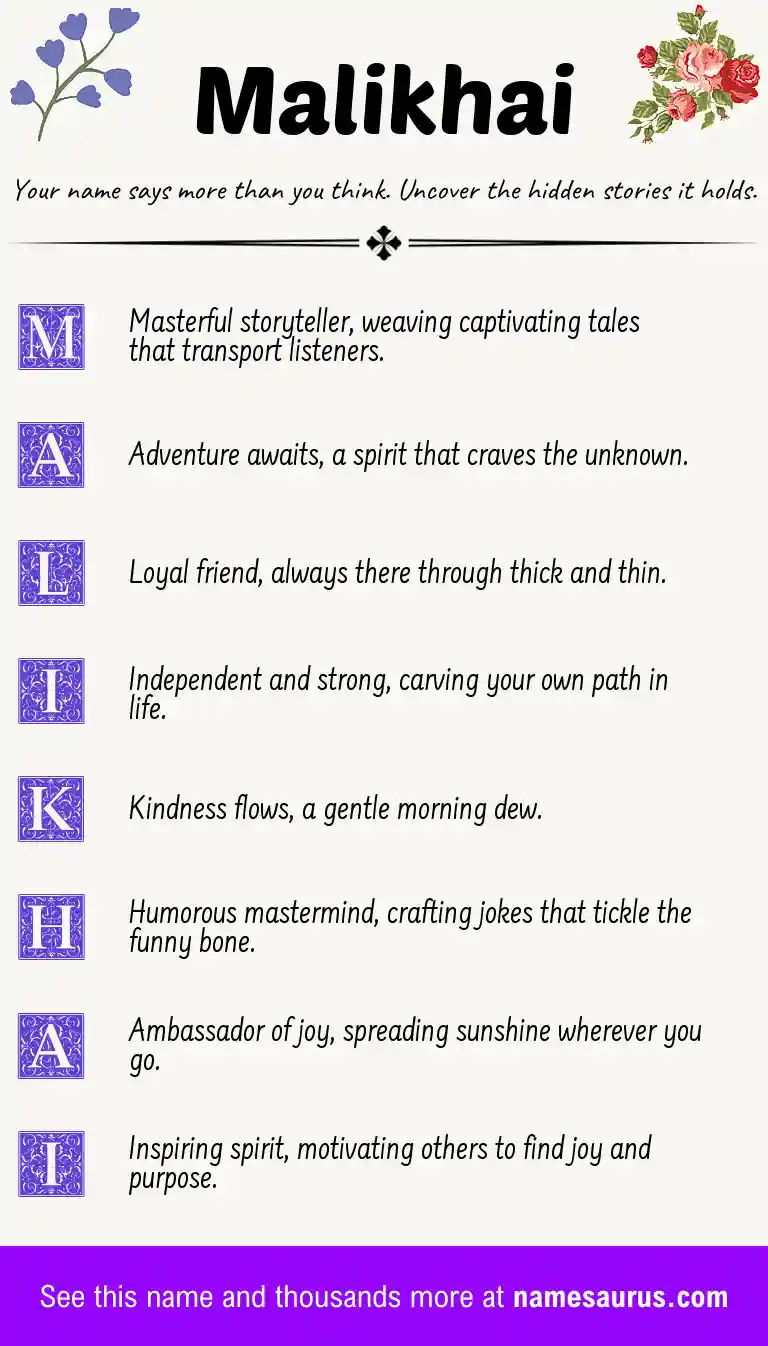 Acrostic poem about Malikhai.