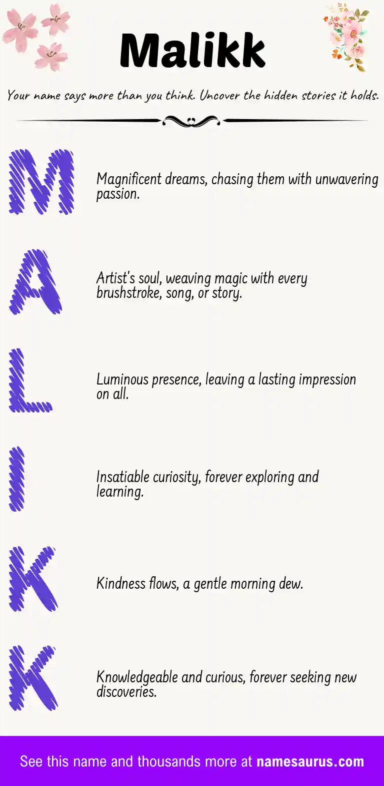 Acrostic poem about Malikk.