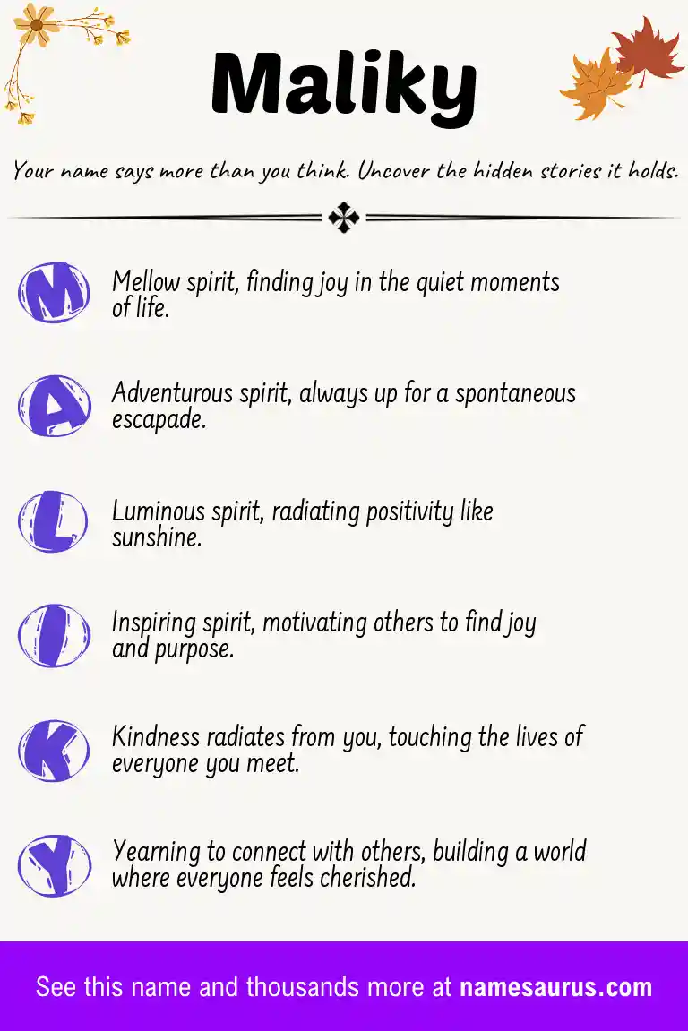 Acrostic poem about Maliky.
