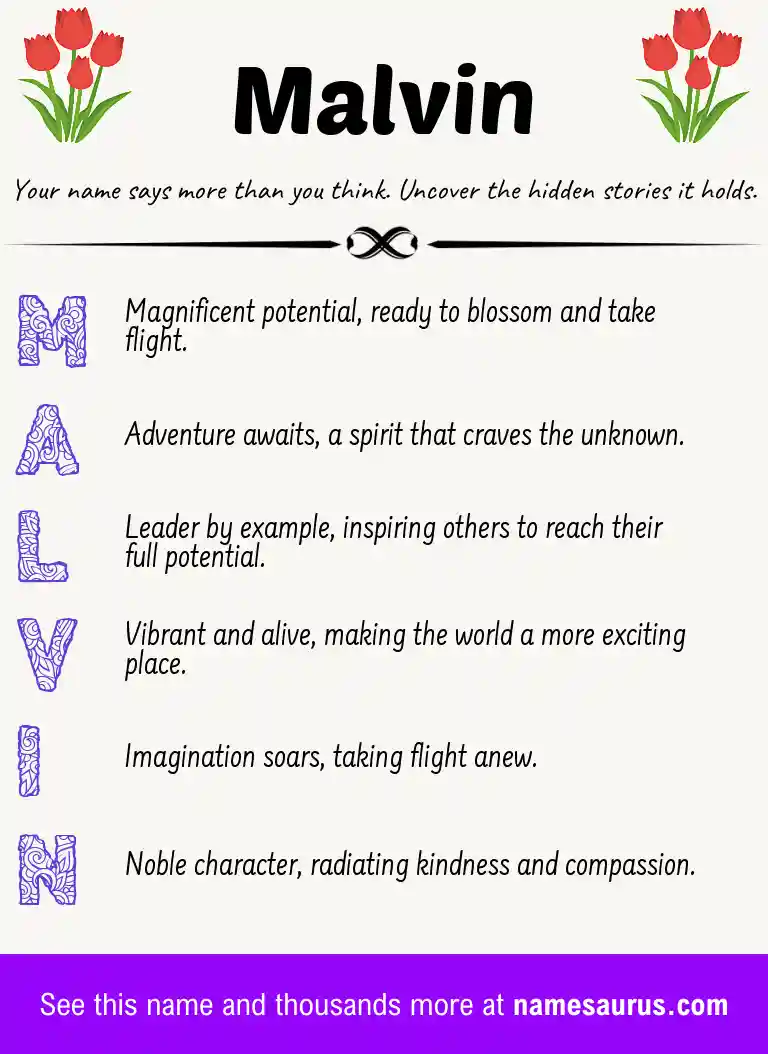 Acrostic poem about Malvin.