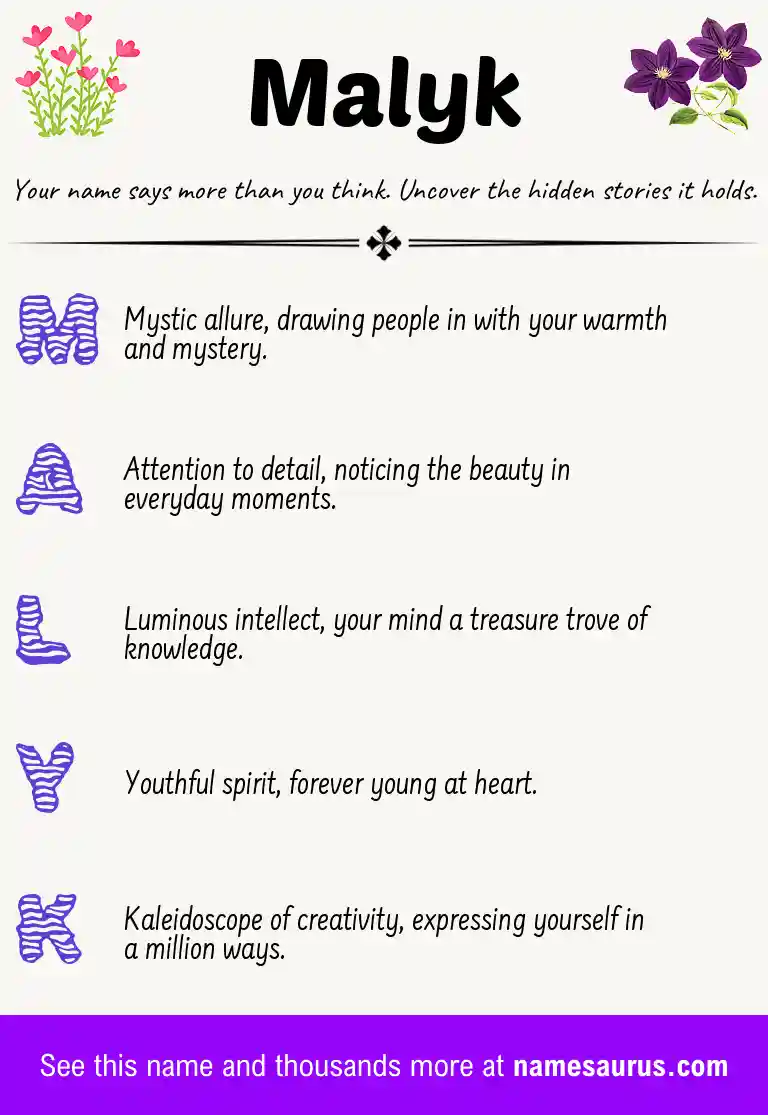 Acrostic poem about Malyk.