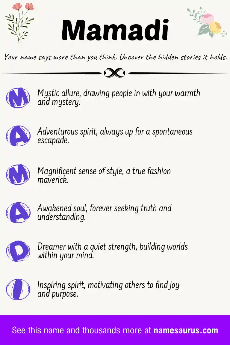 Acrostic poem about Mamadi.