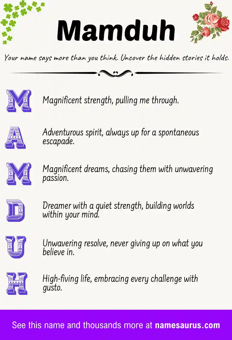 Acrostic poem about Mamduh.