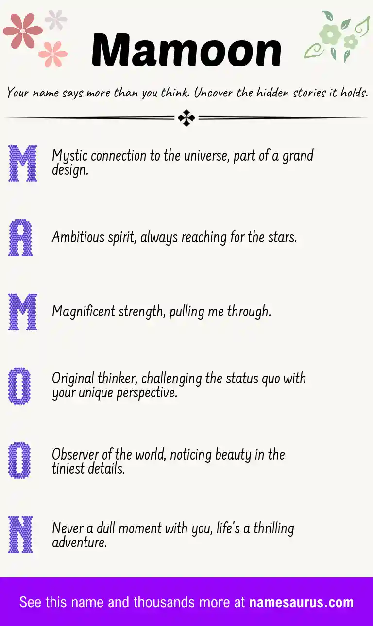 Acrostic poem about Mamoon.