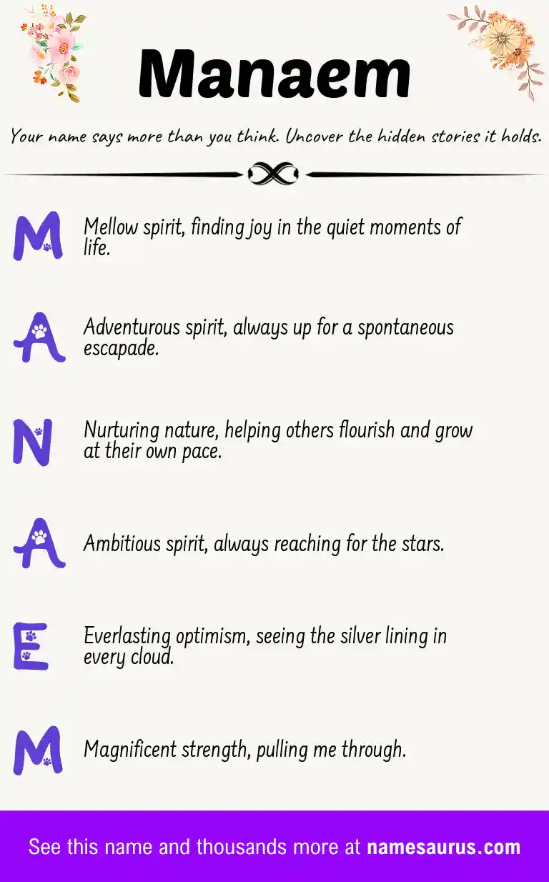 Acrostic poem about Manaem.