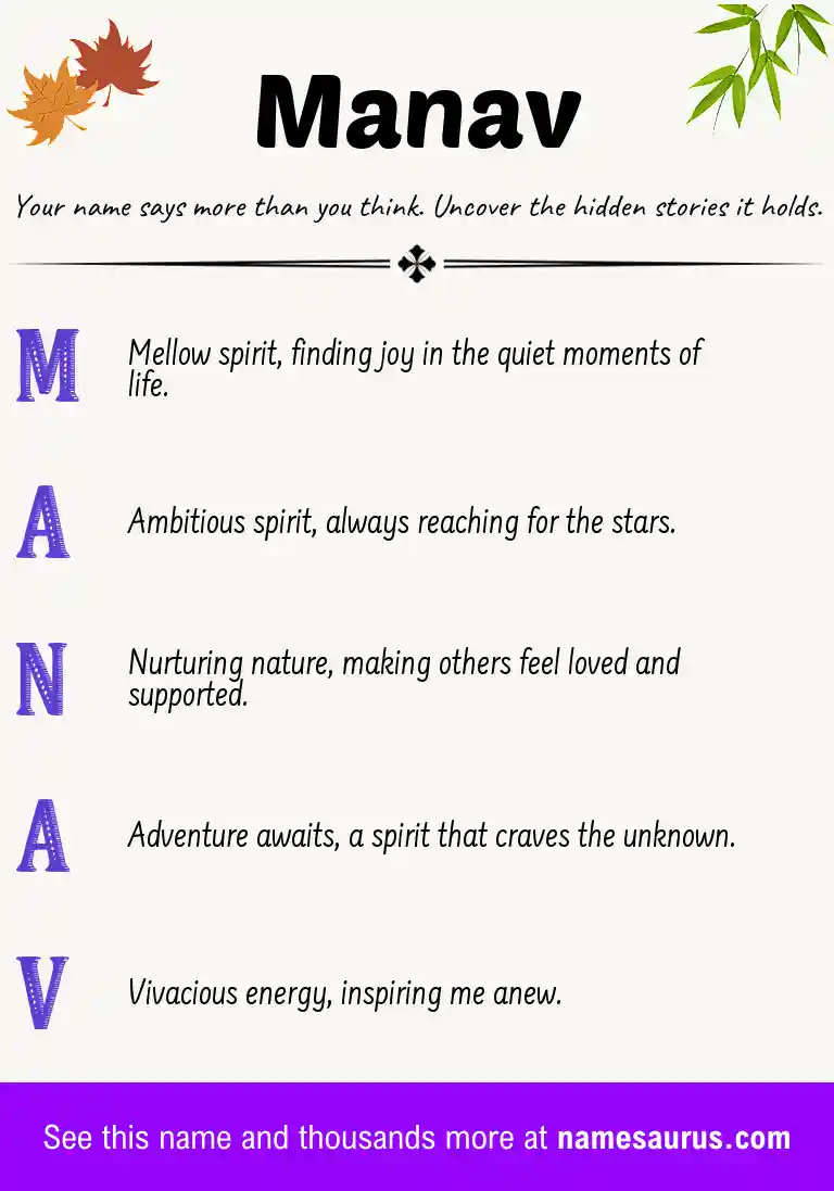 Acrostic poem about Manav.