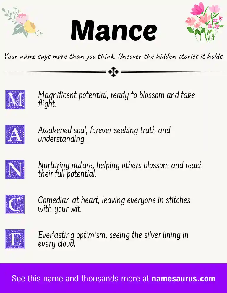 Acrostic poem about Mance.