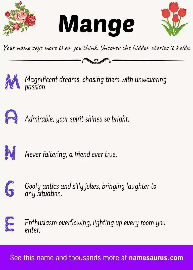 Acrostic poem about Mange.