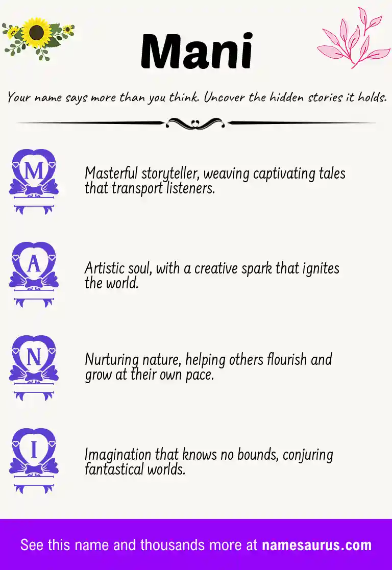 Acrostic poem about Mani.