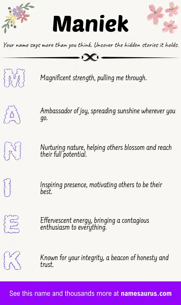Acrostic poem about Maniek.