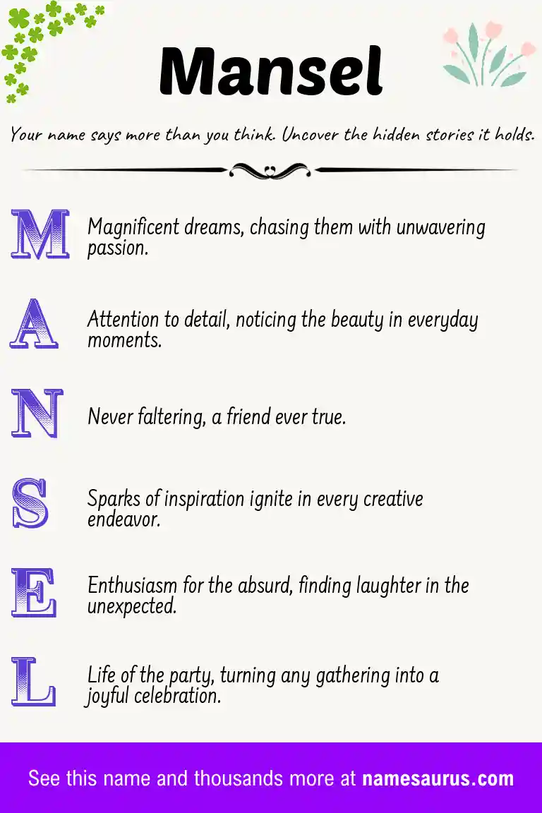 Acrostic poem about Mansel.
