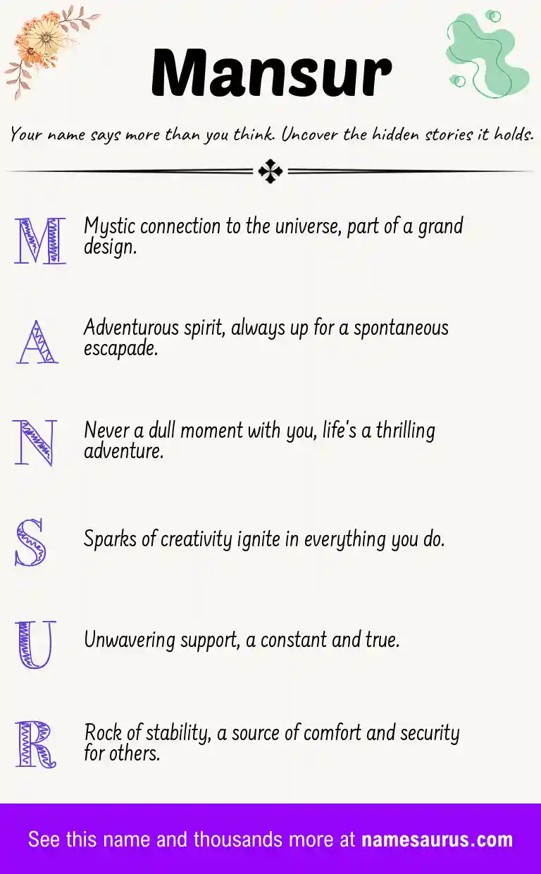 Acrostic poem about Mansur.
