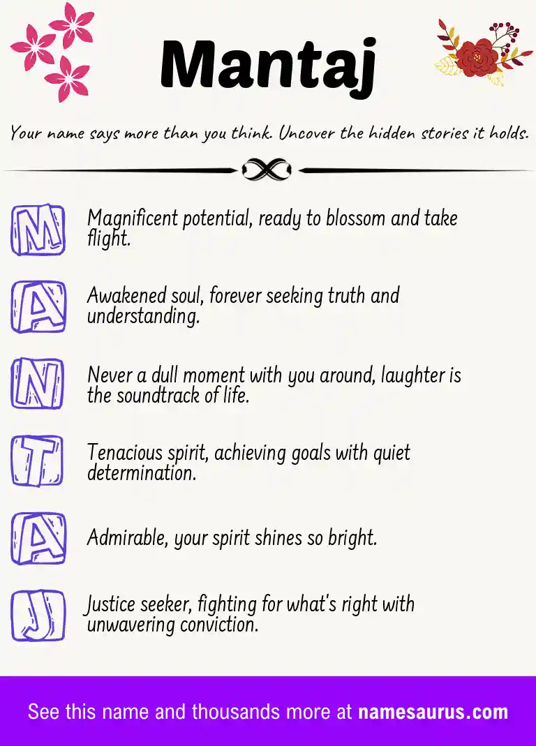Acrostic poem about Mantaj.