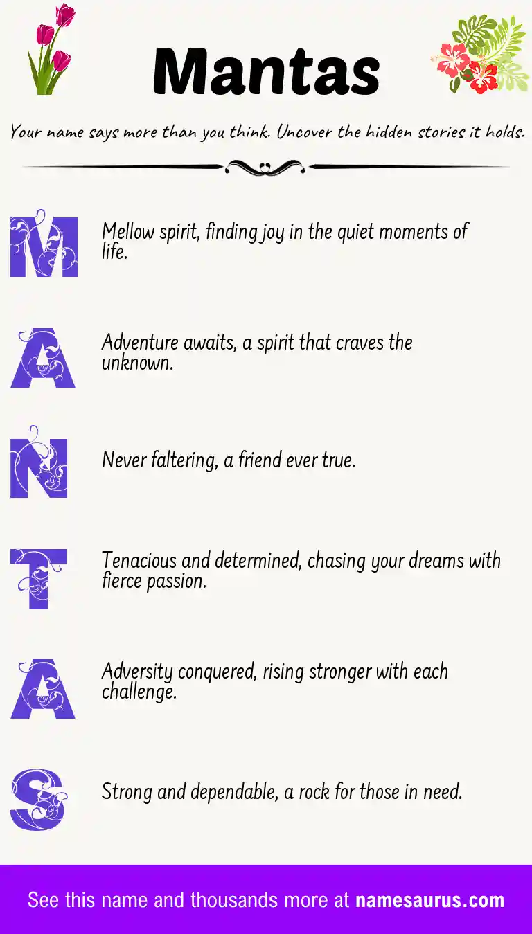 Acrostic poem about Mantas.
