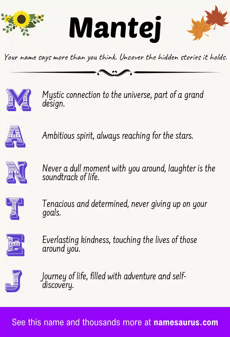 Acrostic poem about Mantej.