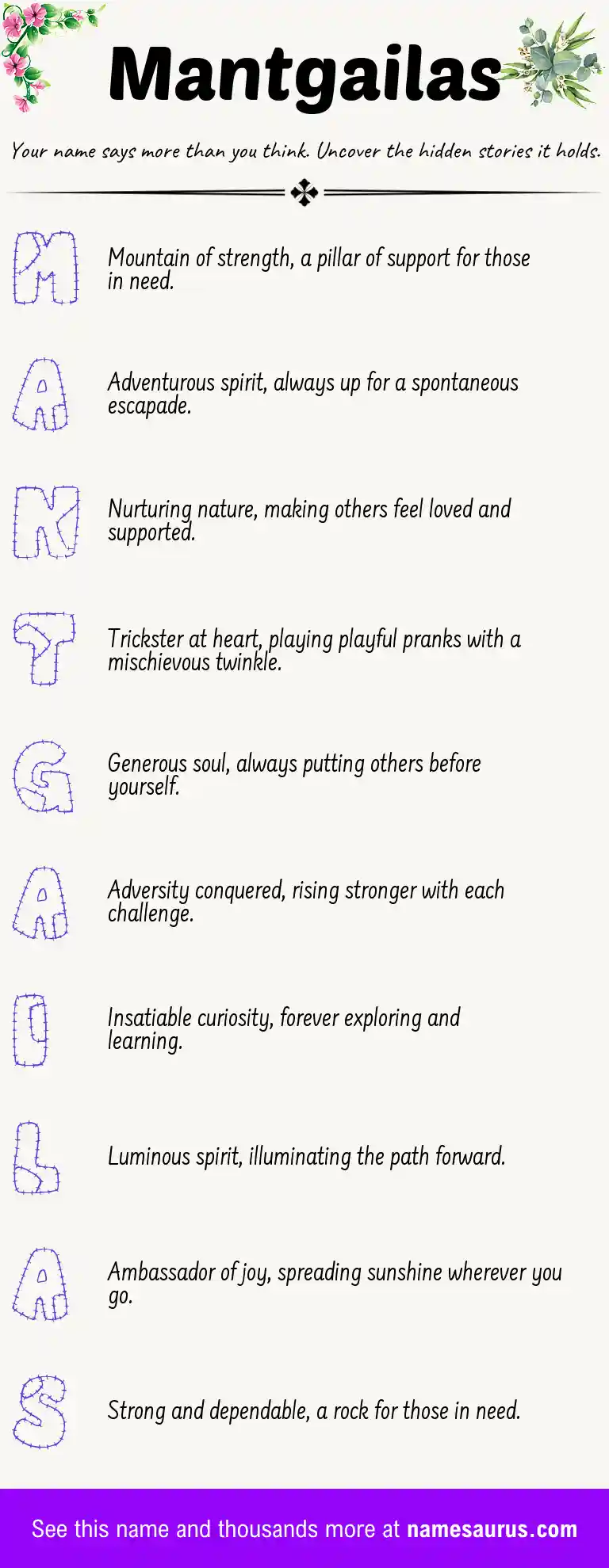 Acrostic poem about Mantgailas.