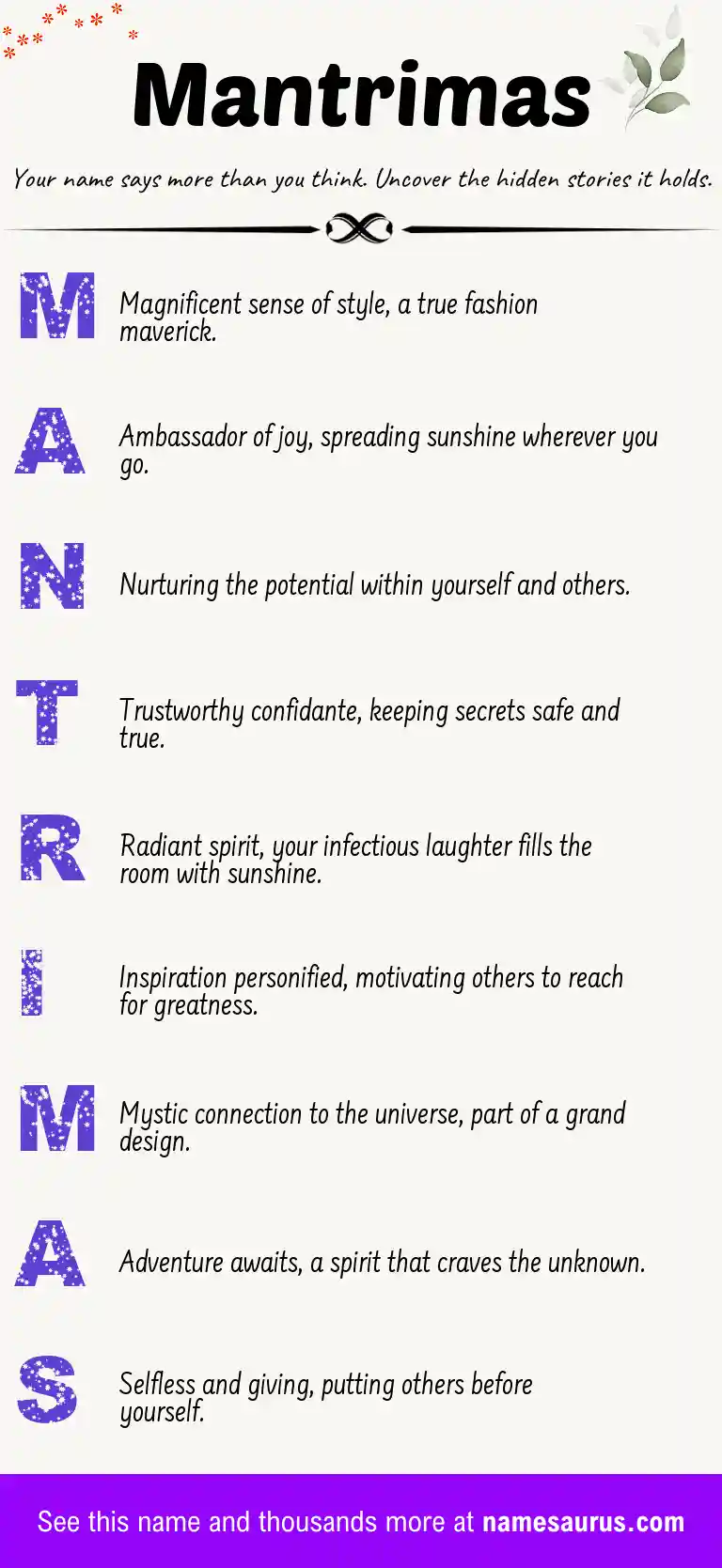 Acrostic poem about Mantrimas.