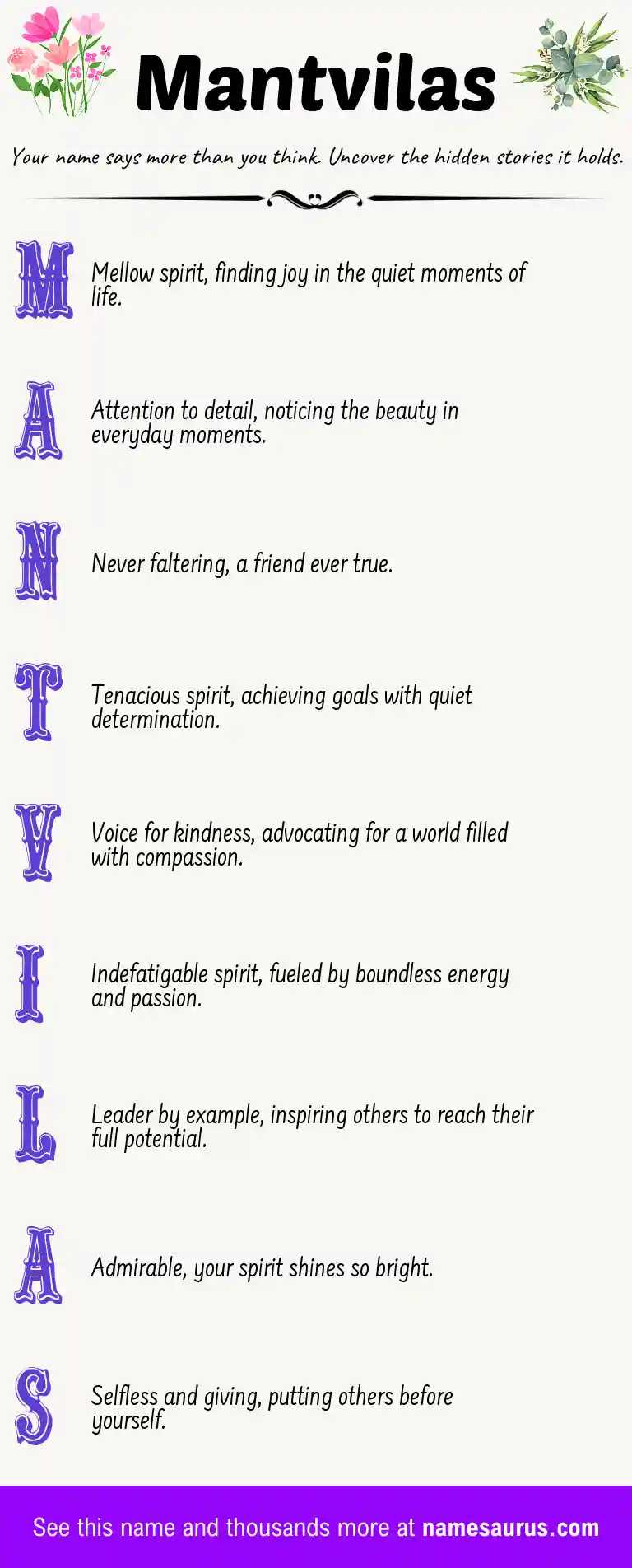 Acrostic poem about Mantvilas.