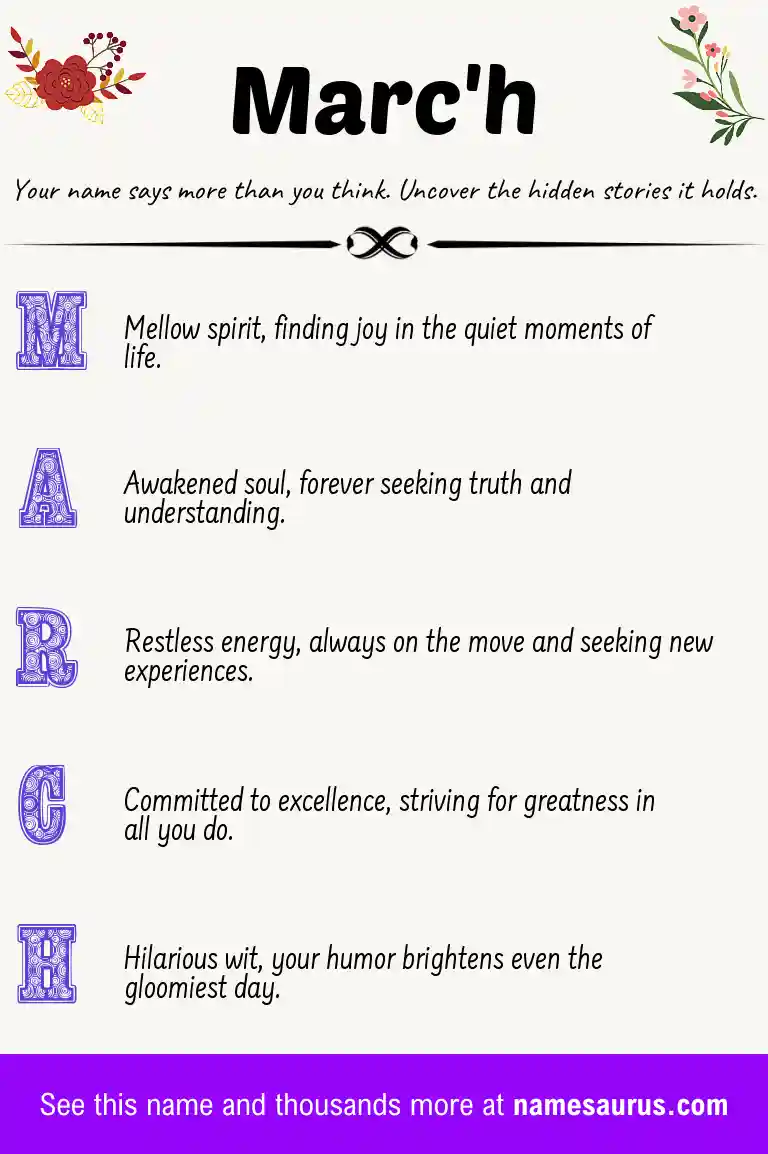 Acrostic poem about Marc'h.