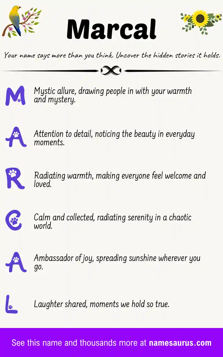 Acrostic poem about Marcal.