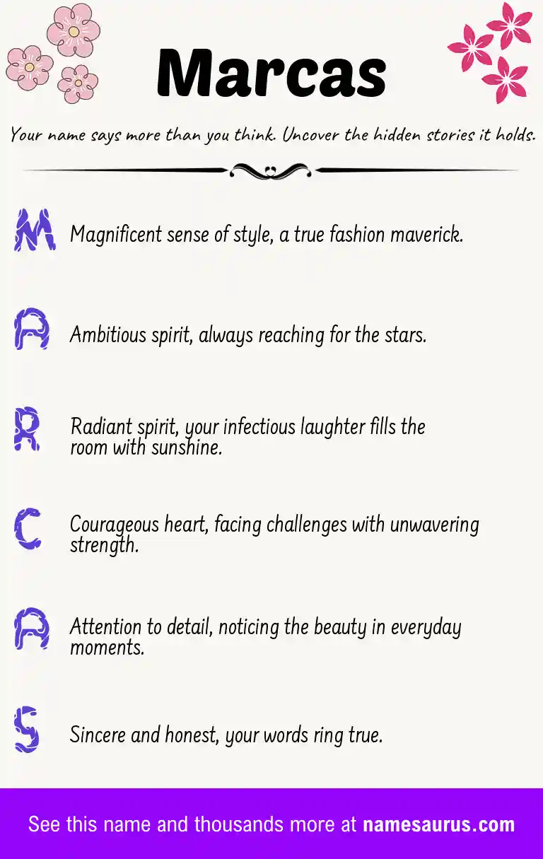 Acrostic poem about Marcas.