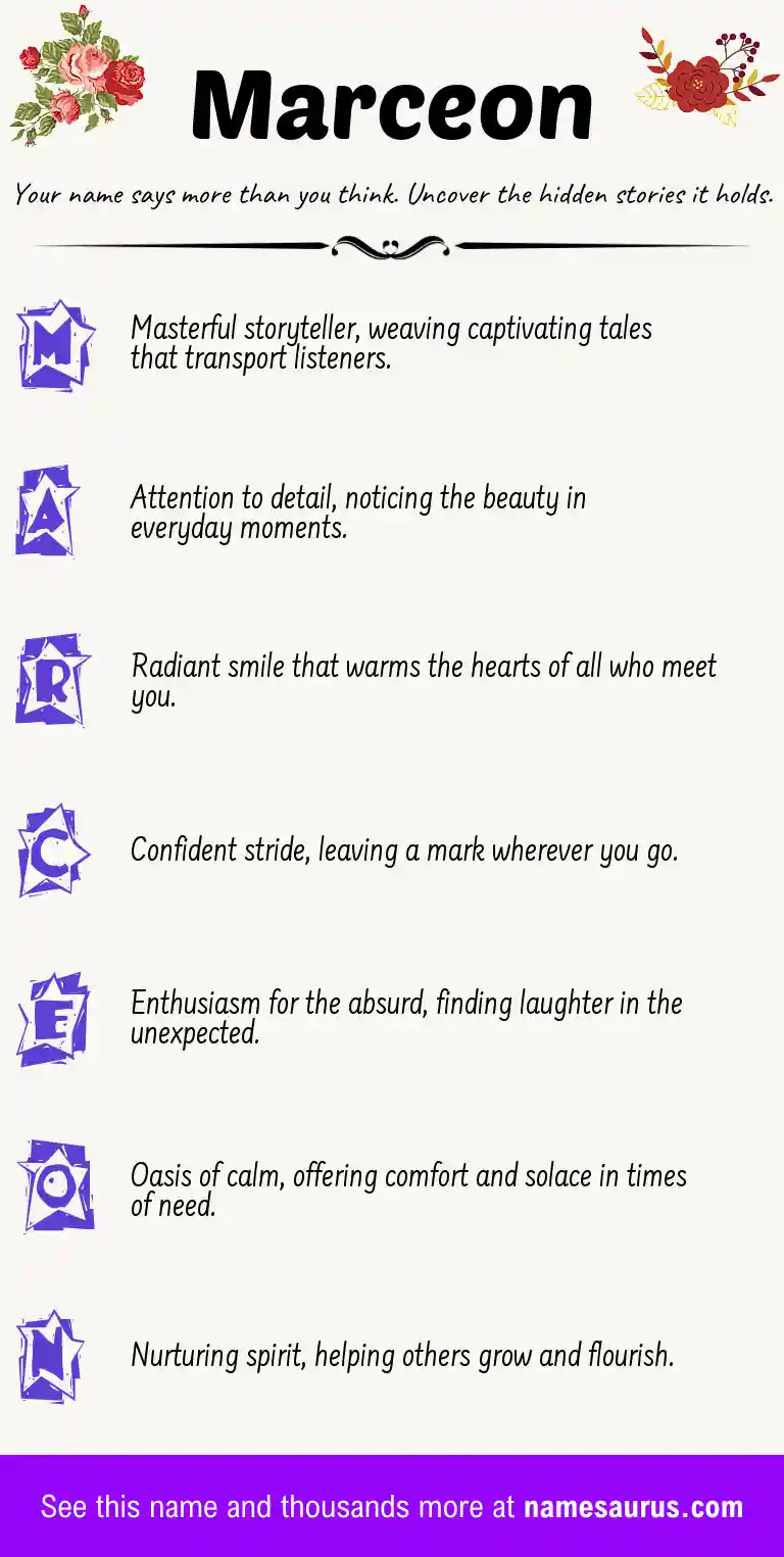 Acrostic poem about Marceon.