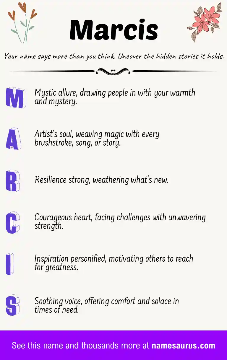 Acrostic poem about Marcis.